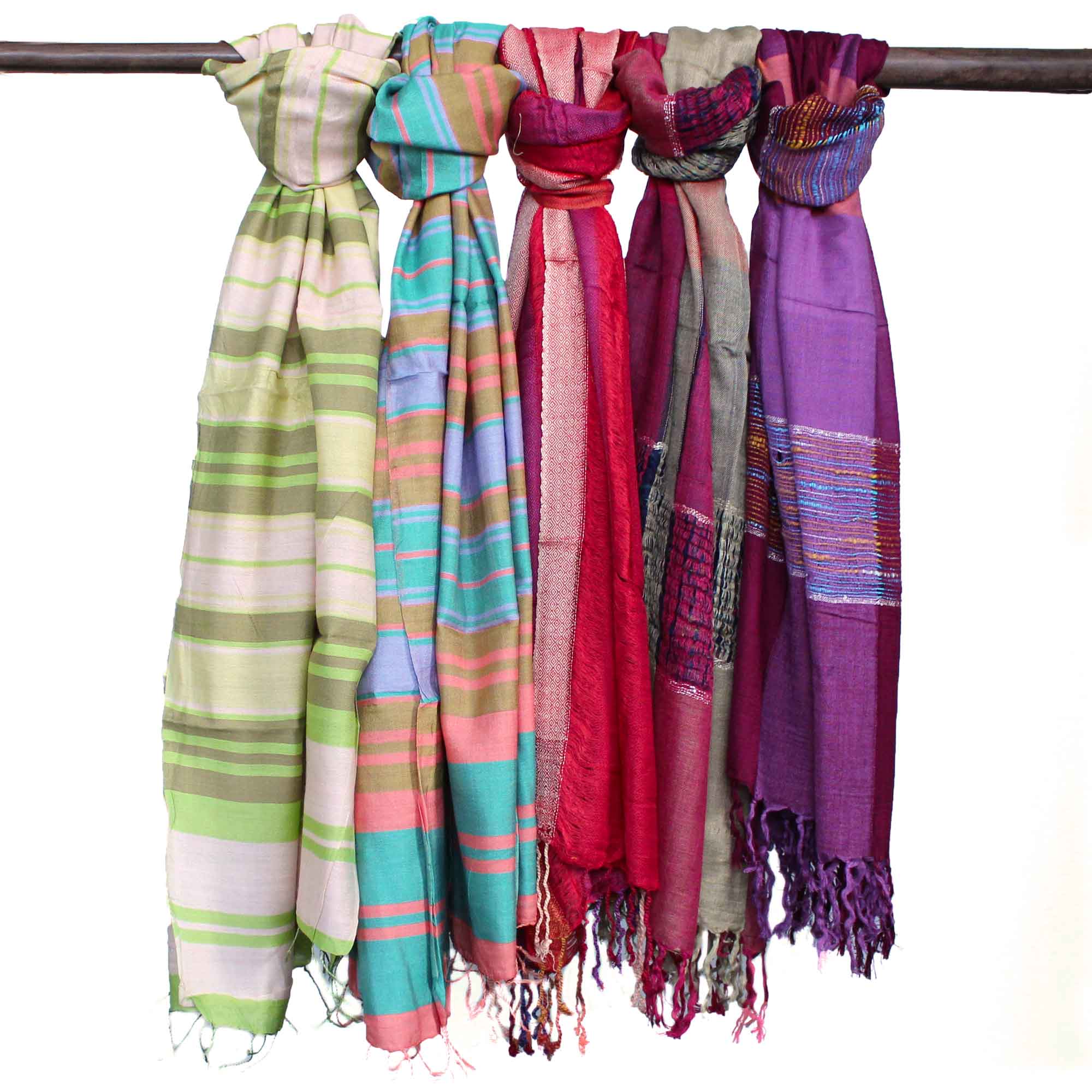 Large Indian Boho Scarves - 28x72cm - Random Purples
