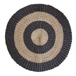 Round Seagrass Rug Black & Tan - Circles - 1m