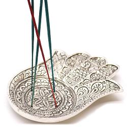 Polished Aluminium  Large Hamsa  Incense Holder