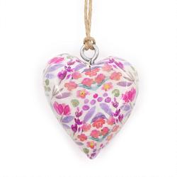 Large Decor Wood Heart -  Blue Floral