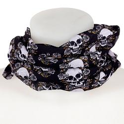 Neck Warmer Tube Scarf - Skulls & Roses
