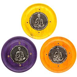 Decorative Round Buddha Wooden Incense Burner Ash Catcher