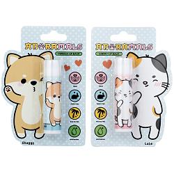Lola the Cat and Shuggs the Shiba Inu Dog Adoramals Stick Lip Balm - Cherry (Lola) Vanilla (Shuggs)