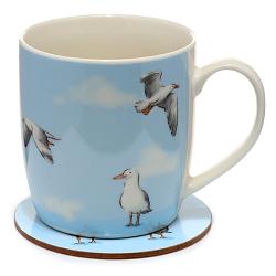 Porcelain Mug and Coaster Gift Set - Seagull Buoy
