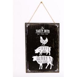 The Tasty Bits Wooden Hanging Plaque in Brown