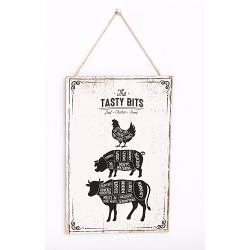 The Tasty Bits Wooden Hanging Plaque in White