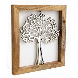Silver Tree Of Life In A Wooden Frame