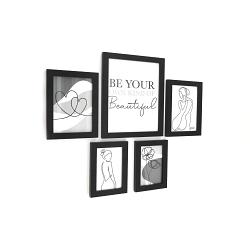 Set of 5 Silhouette Women Gallery Wall Art Prints